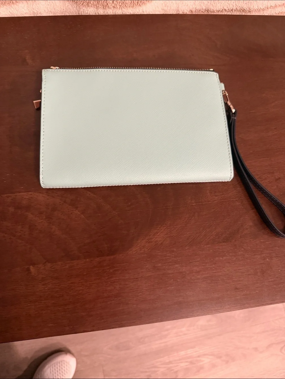 kate spade Mint and Cream Leather Zip Wristlet